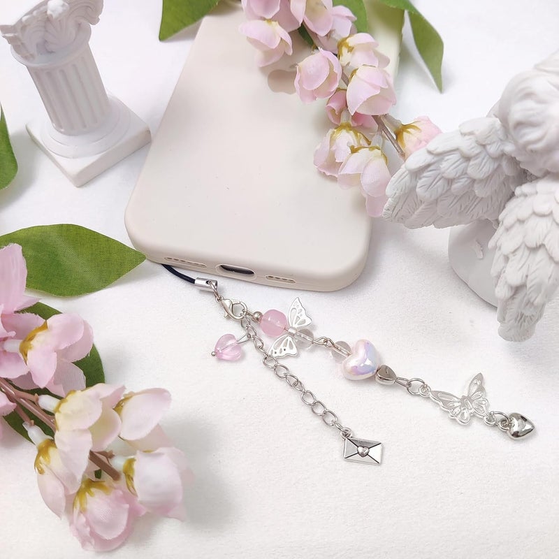 cioatu Y2K Cute Phone Charms Set - Aesthetic Cherry,Flower, Butterfly & Star Cell Phone Straps, Kawaii PhoneAccessories for Bag Keychain, AirPods, Camera Decor - Image 5